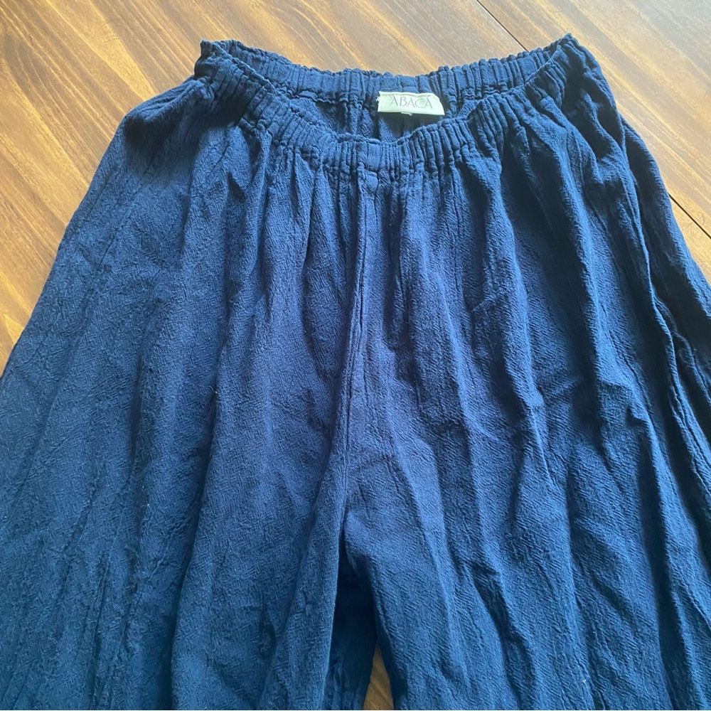 Abaca Women’s Gauze Algodon Wide Leg Pants Boho Beachy Navy Blue Size 1